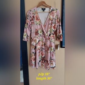 Iz Byer Pink Floral Long Sleeve Dress